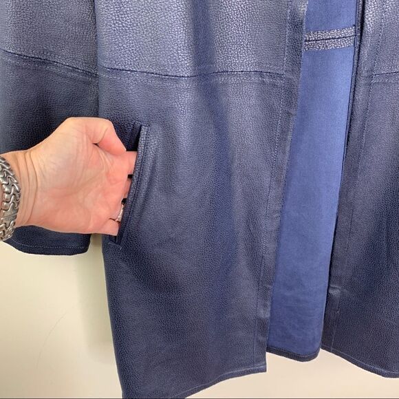 Chico’s Navy Vegan Leather/Suede Jacket Topper XS/2 - Picture 5 of 15